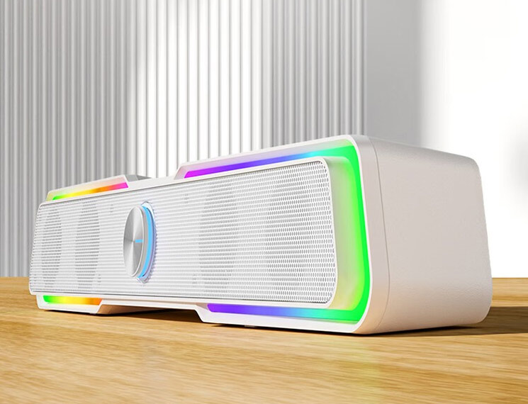 惠普（HP） 电脑音响台式家用笔记本桌面有线长条游戏小音箱麦克风蓝牙低音炮喇叭环绕重低音 【云顶白】升级版双喇叭振膜